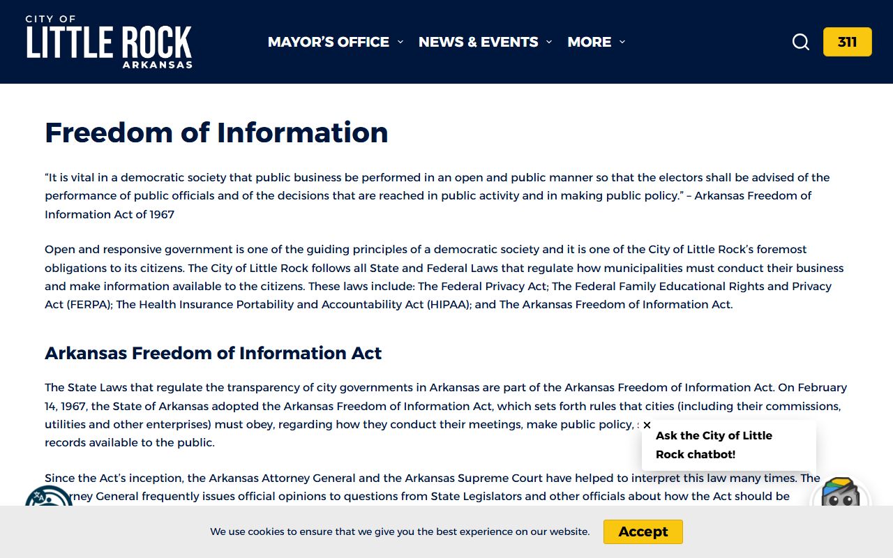 Little Rock dissolution of marriage FOIA request page