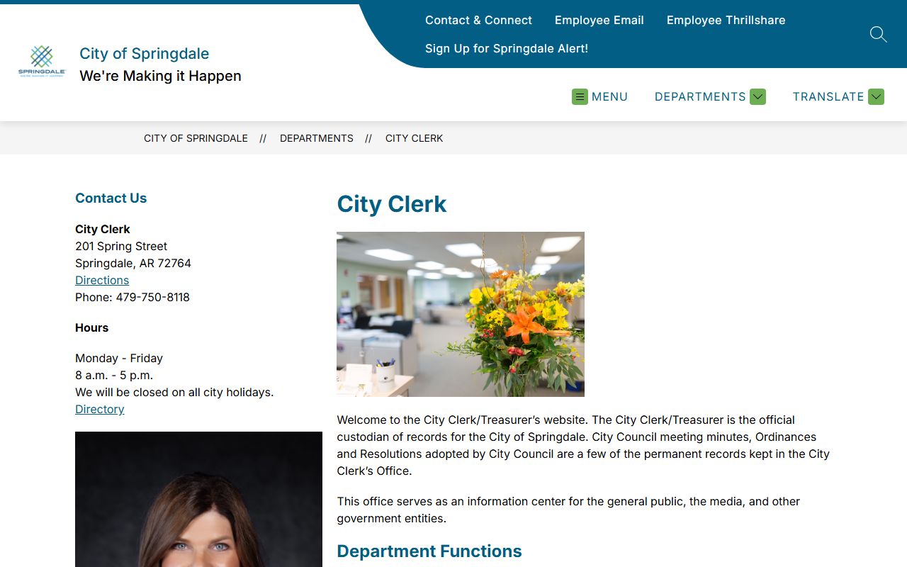 Springdale dissolution of marriage city clerk page