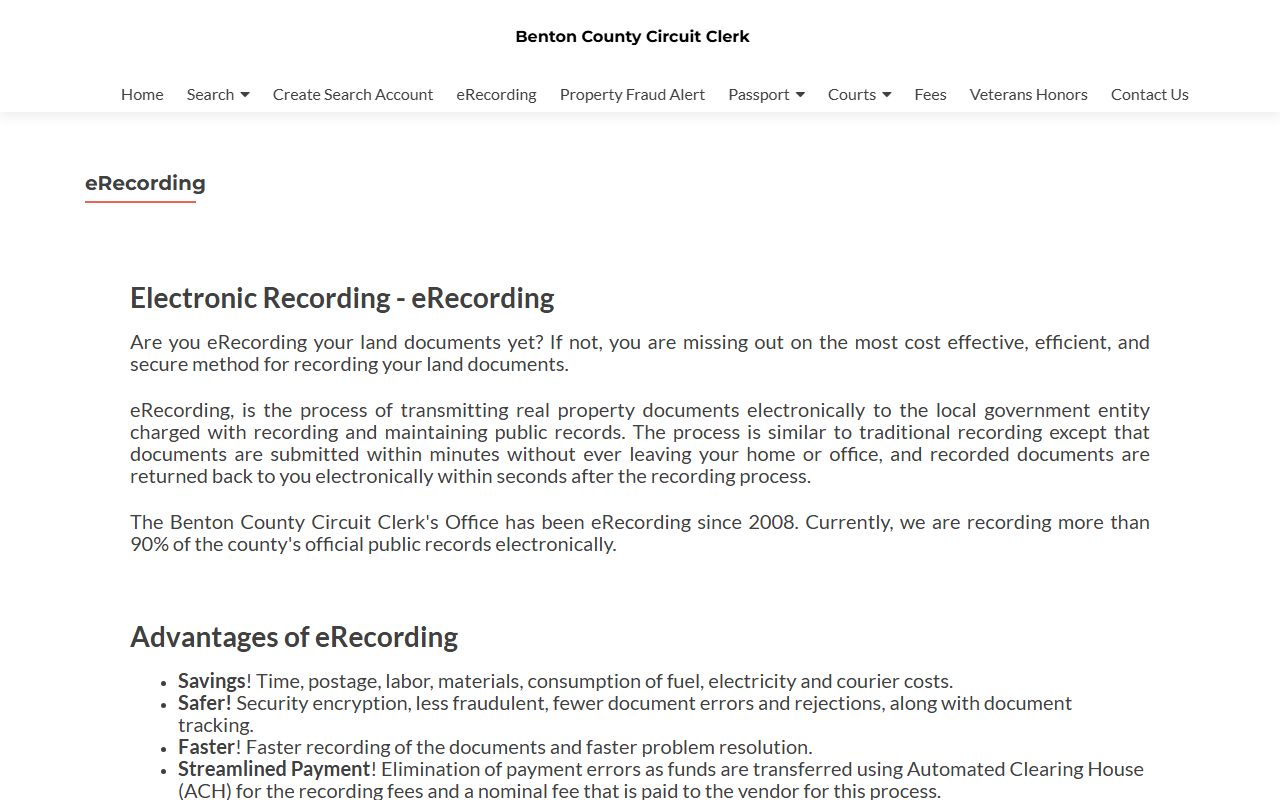 Benton County dissolution of marriage eRecording page
