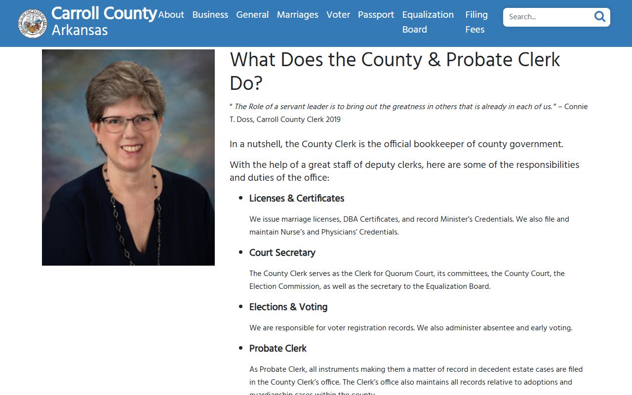 Carroll County Clerk website for marriage and related dissolution records