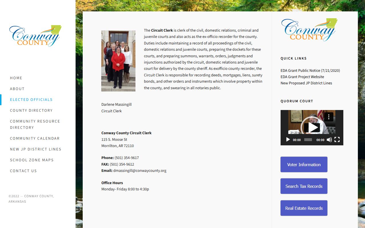 Conway County dissolution of marriage Circuit Clerk page