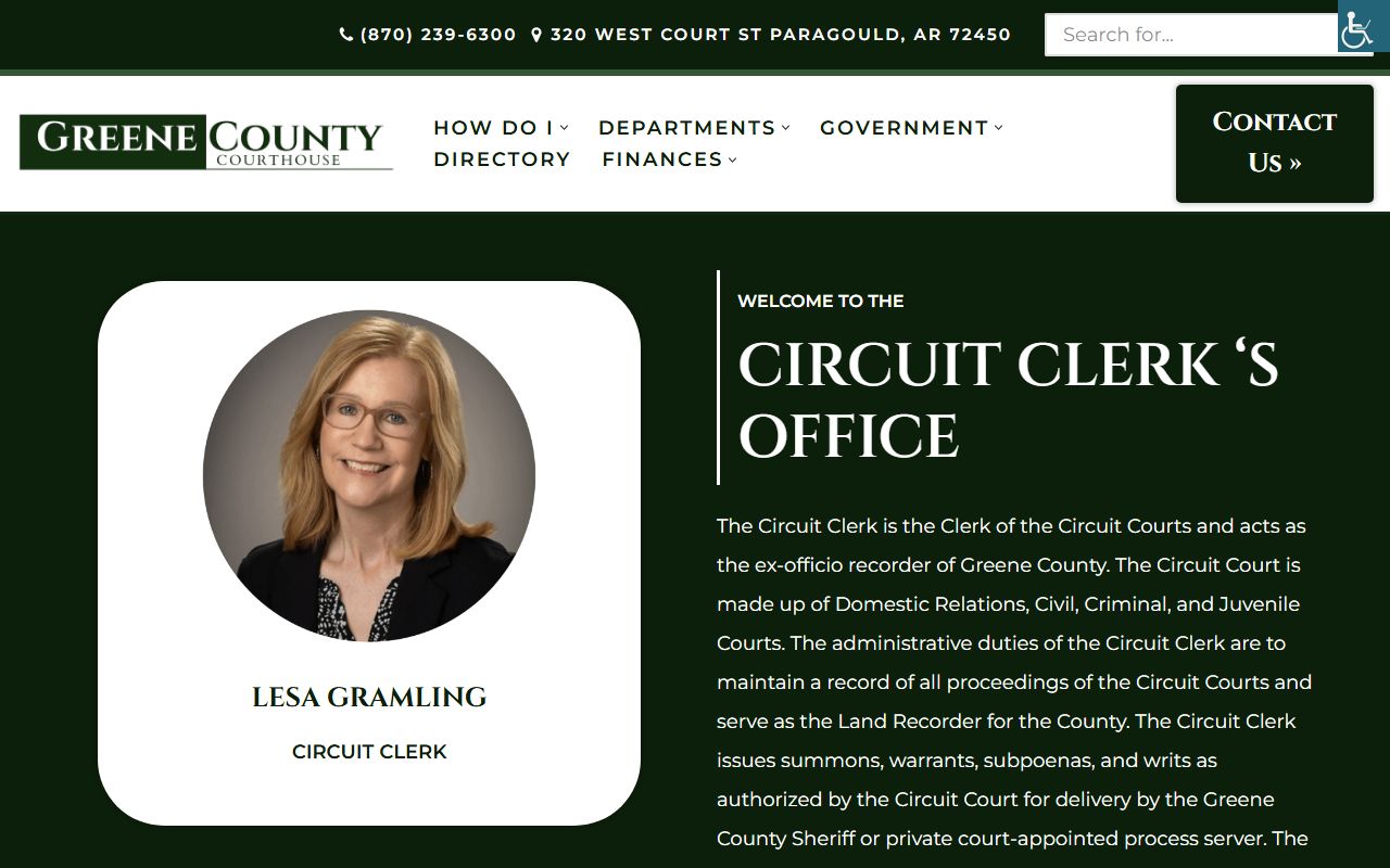 Greene County dissolution of marriage Circuit Clerk website