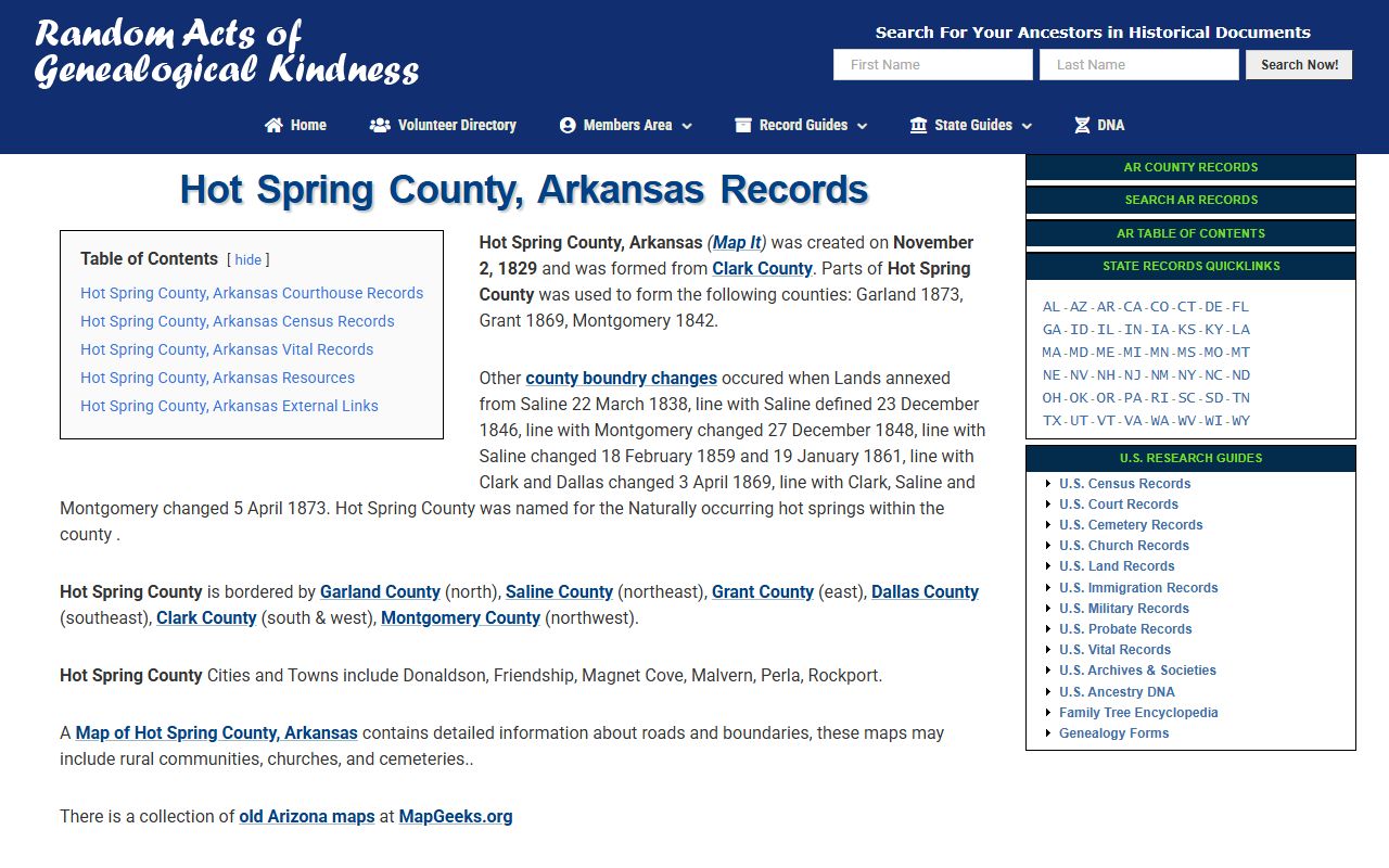 Hot Spring County dissolution of marriage genealogy records