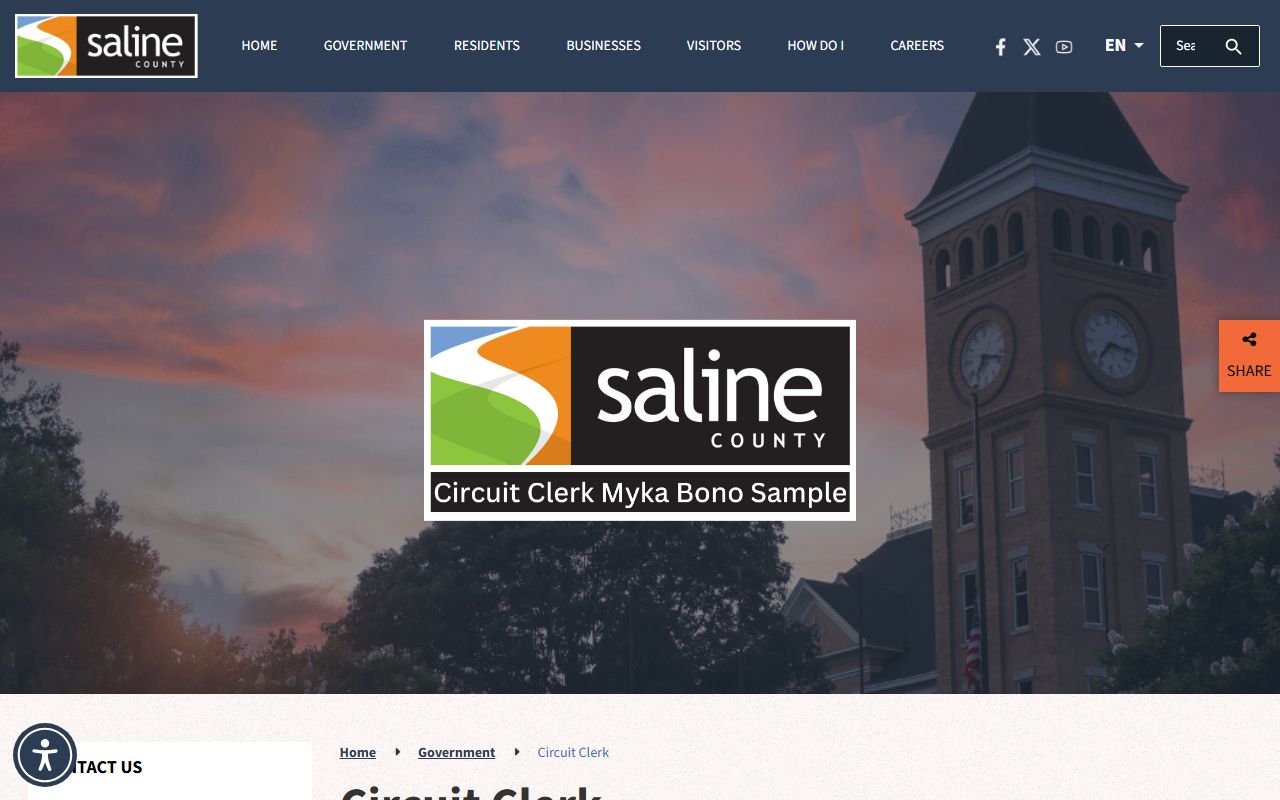 Saline County Circuit Clerk office website for dissolution of marriage records