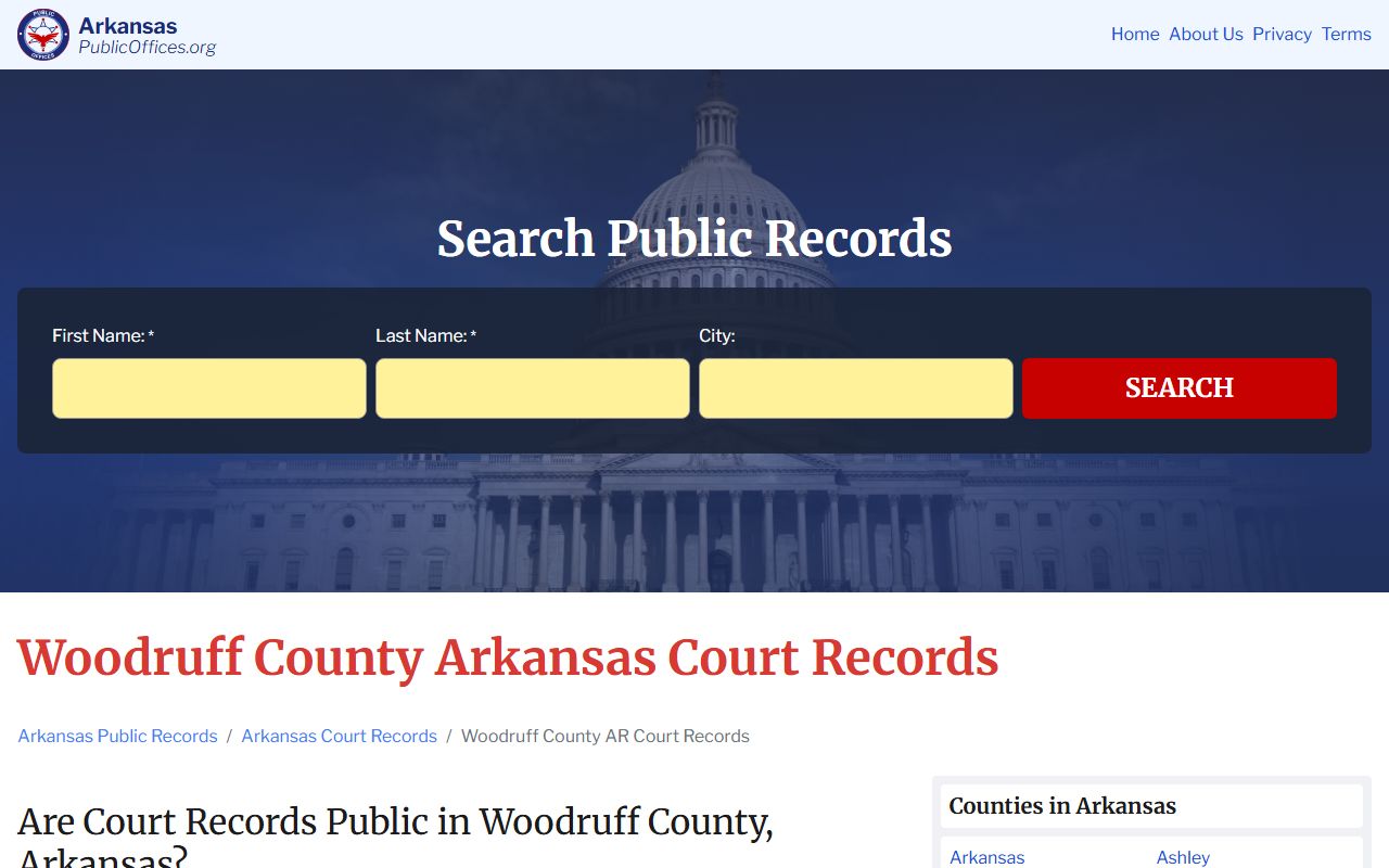 Woodruff County dissolution of marriage court records resource
